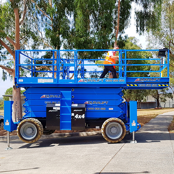 scissor lift with outriggers at Duralift